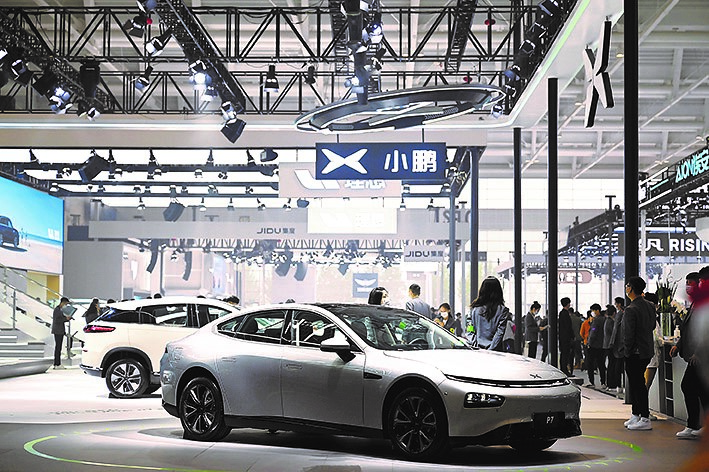 Kereta XPeng, jenama China yang dipamerkan pada Pameran Kenderaan Antarabangsa China (Tianjin). (Xinhua/Zhao Zishuo)