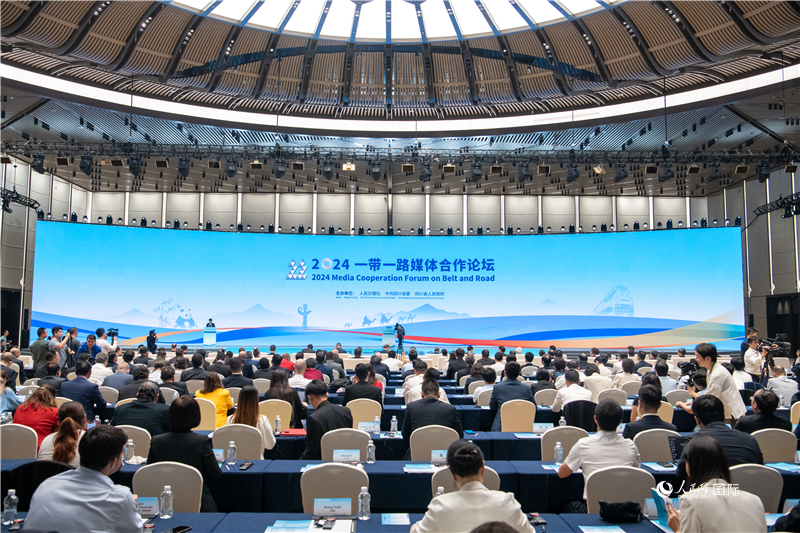 Forum Kerjasama Media Jalur dan Laluan 2024 membuka tirai di Chengdu pada Rabu. (People's Daily Online/Weng Qiyu)